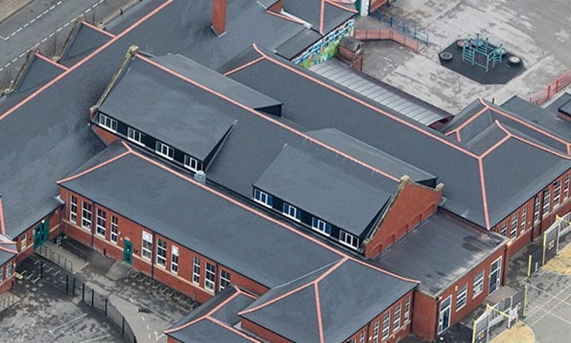 An aerial shot of the Gorse Hill Primary School.